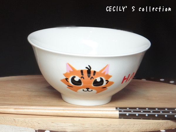 オーダー猫茶碗顔デザイン【名入れ】選べるカラー5
